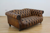 Lewis Montgomery 2 Seater Chesterfield Sofa Brown Antique leather